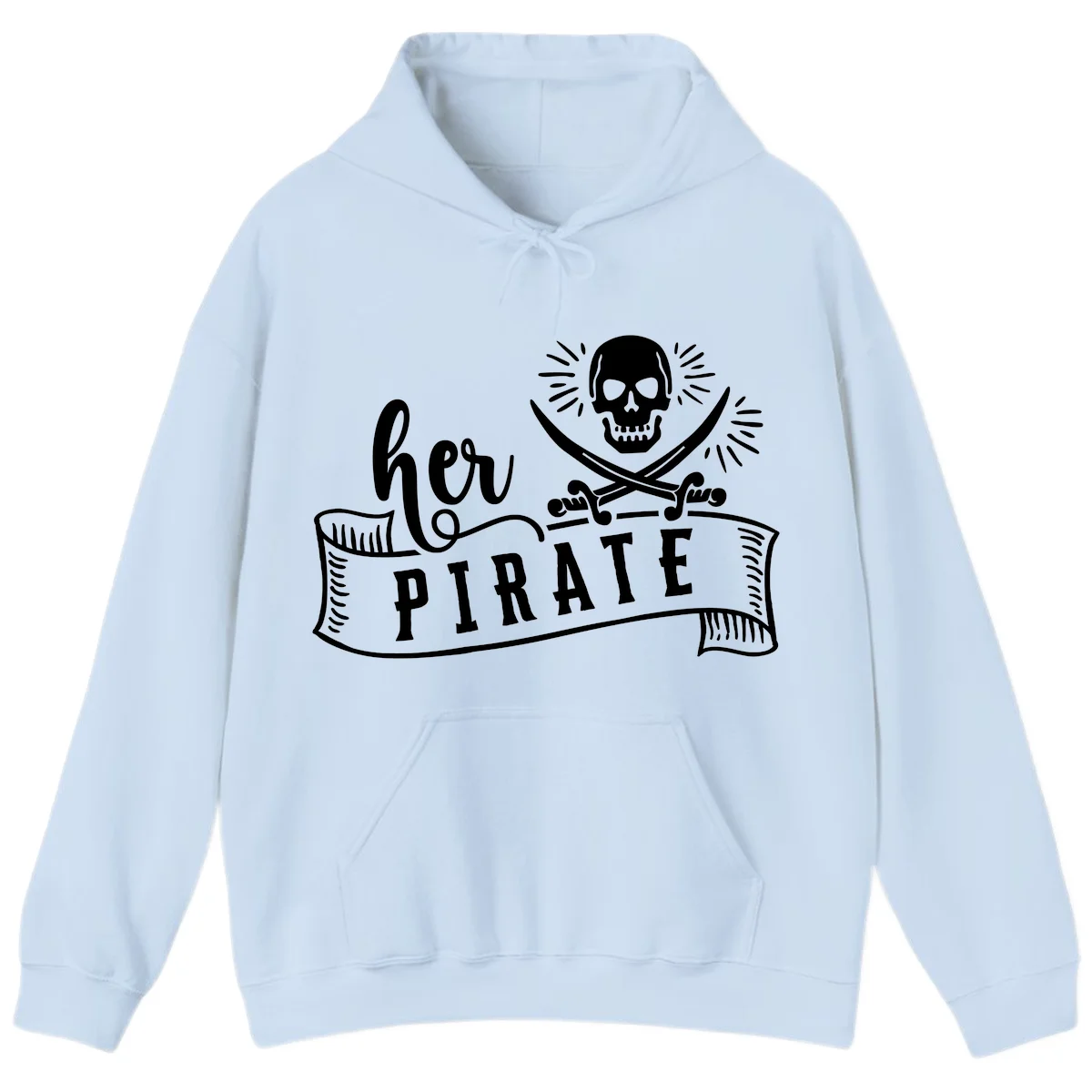 Ahoy Pirate Skull & Crossbones Hoodie in Light Blue