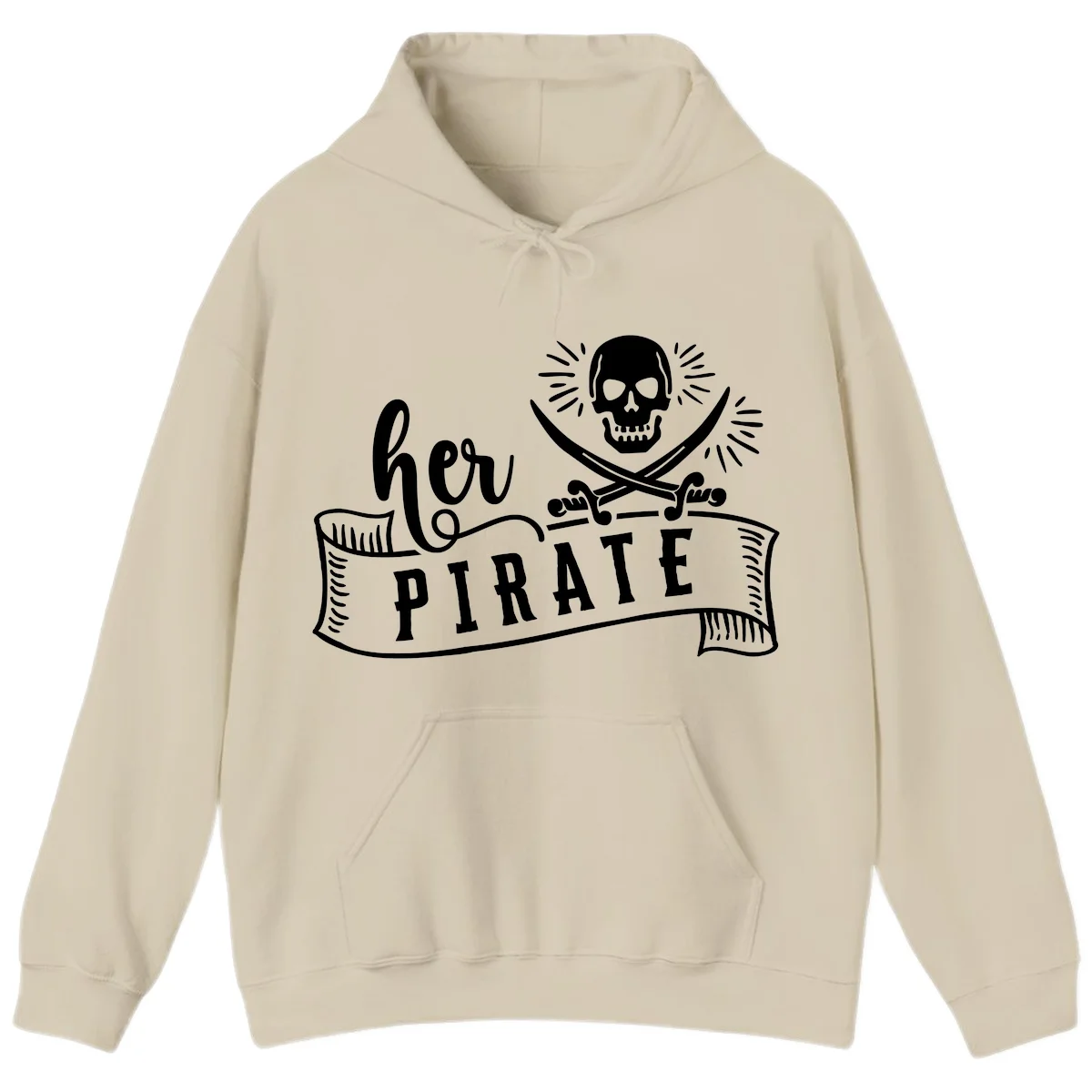 Ahoy Pirate Skull & Crossbones Hoodie in Sand