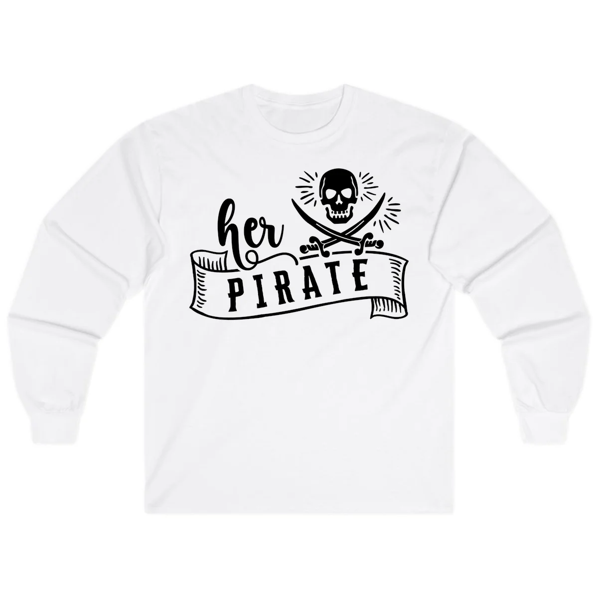 Ahoy Pirate Skull & Crossbones Long Sleeve in White