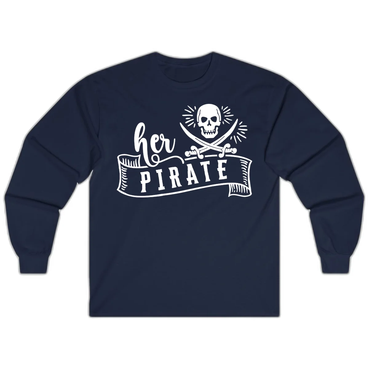 Ahoy Pirate Skull & Crossbones Long Sleeve in Navy