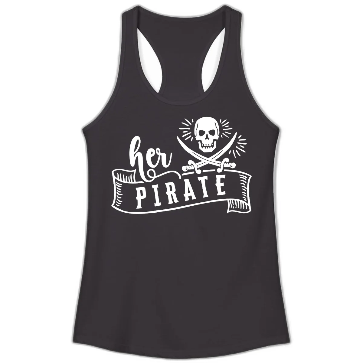 Ahoy Pirate Skull & Crossbones Ladies Tank in Black