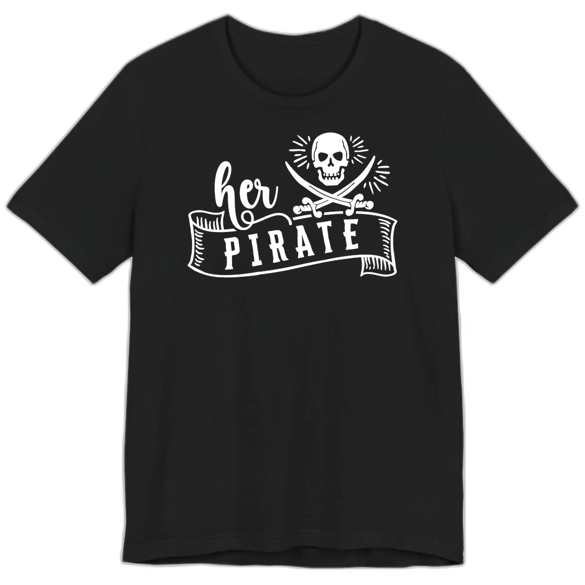 Ahoy Pirate Skull & Crossbones Premium T-Shirt in Black