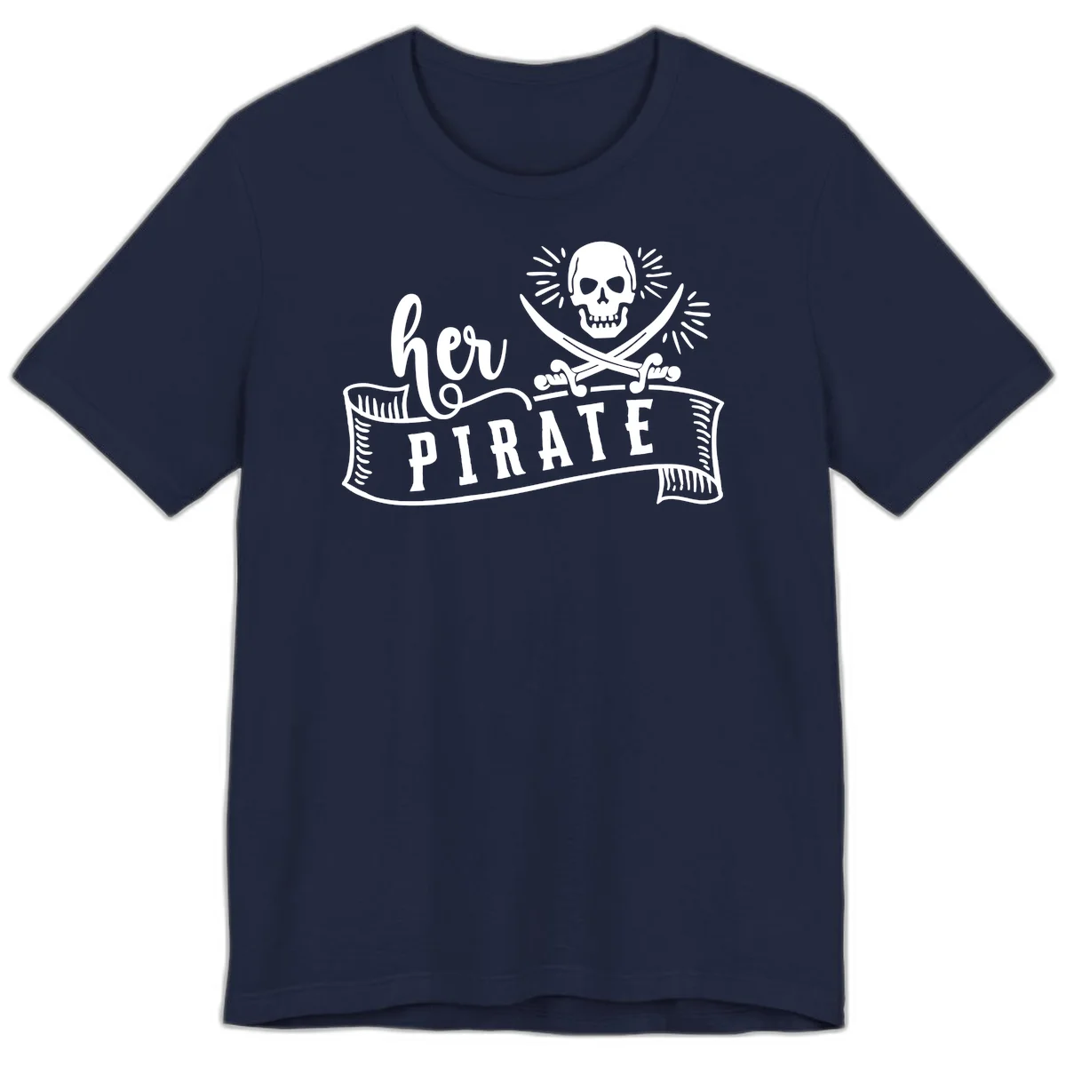 Ahoy Pirate Skull & Crossbones Premium T-Shirt in Navy