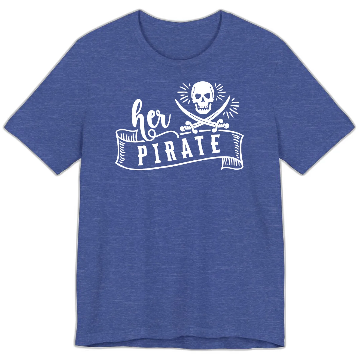 Ahoy Pirate Skull & Crossbones Premium T-Shirt in Heather True Royal