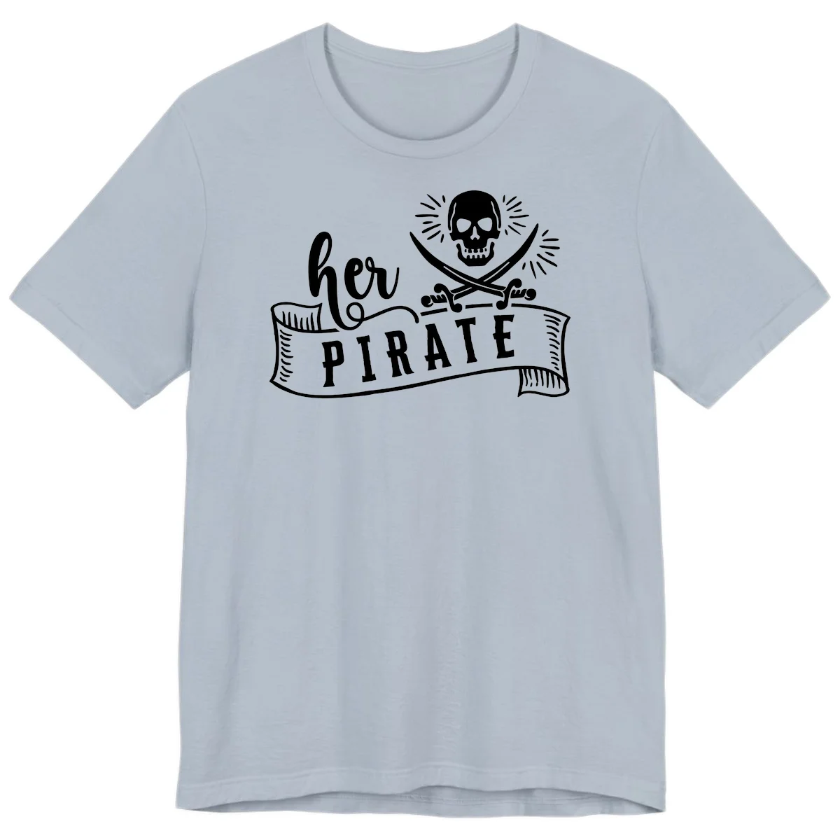 Ahoy Pirate Skull & Crossbones Premium T-Shirt in Light Blue
