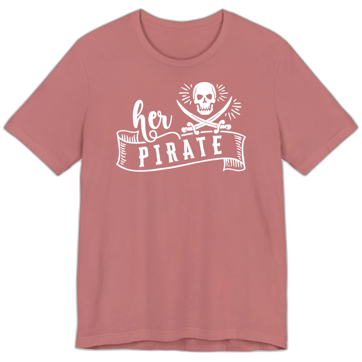 Ahoy Pirate Skull & Crossbones Premium T-Shirt in Mauve