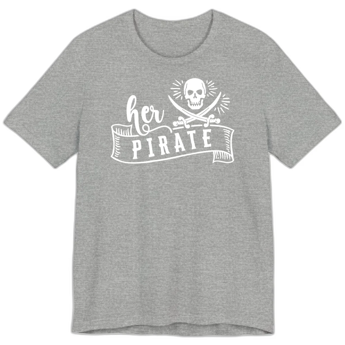 Ahoy Pirate Skull & Crossbones Premium T-Shirt in Athletic Heather