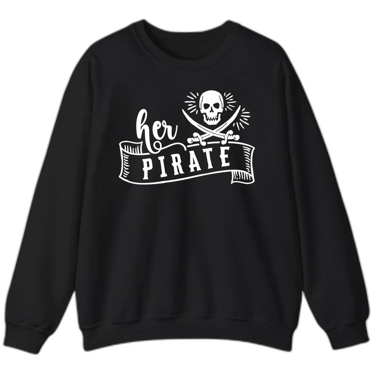 Ahoy Pirate Skull & Crossbones Sweatshirt in Black