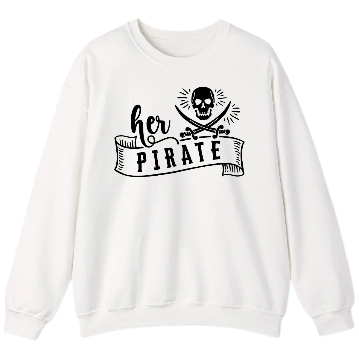 Ahoy Pirate Skull & Crossbones Sweatshirt in White