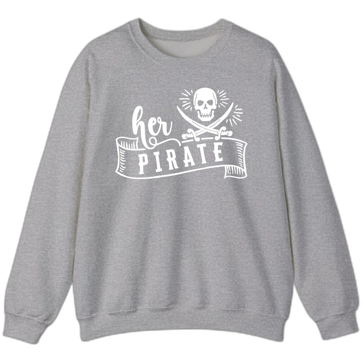 Ahoy Pirate Skull & Crossbones Sweatshirt in Sport Grey