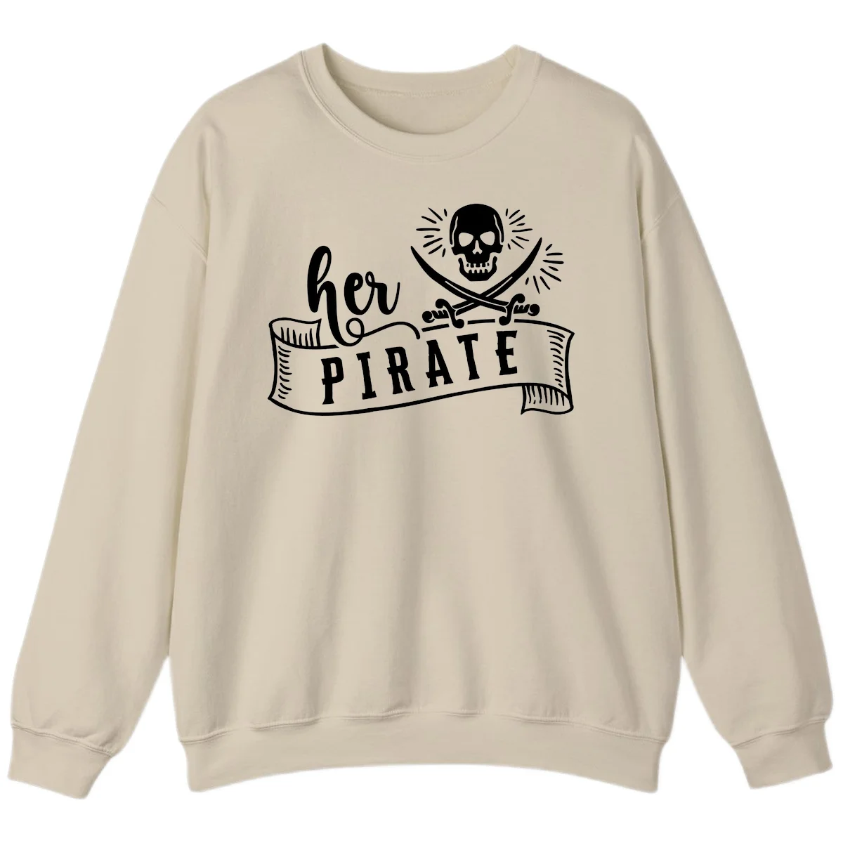 Ahoy Pirate Skull & Crossbones Sweatshirt in Sand