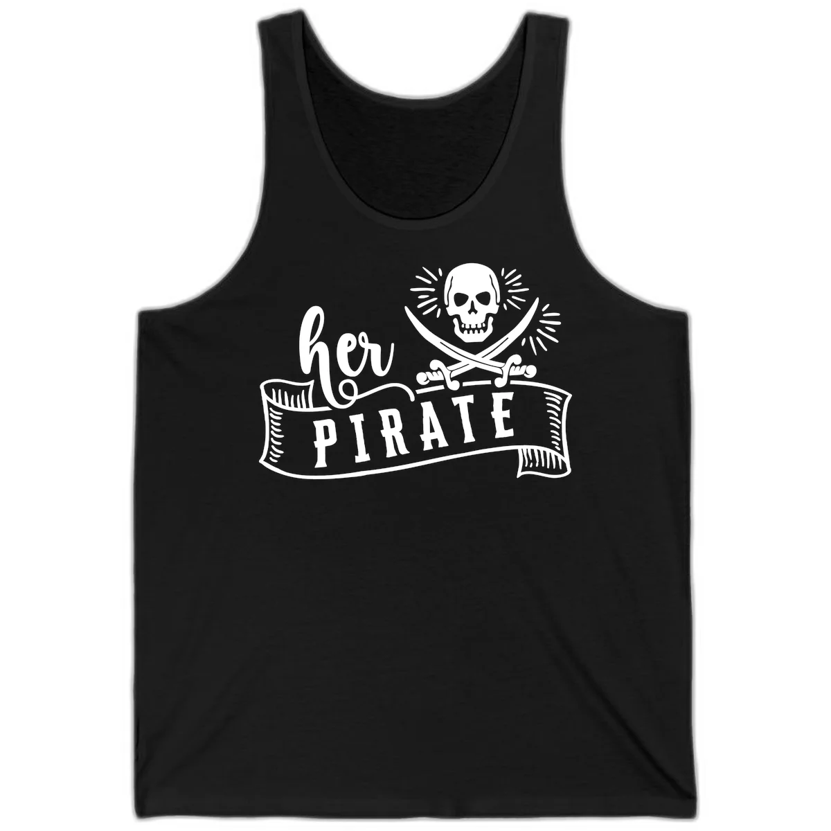 Ahoy Pirate Skull & Crossbones Tank in Black