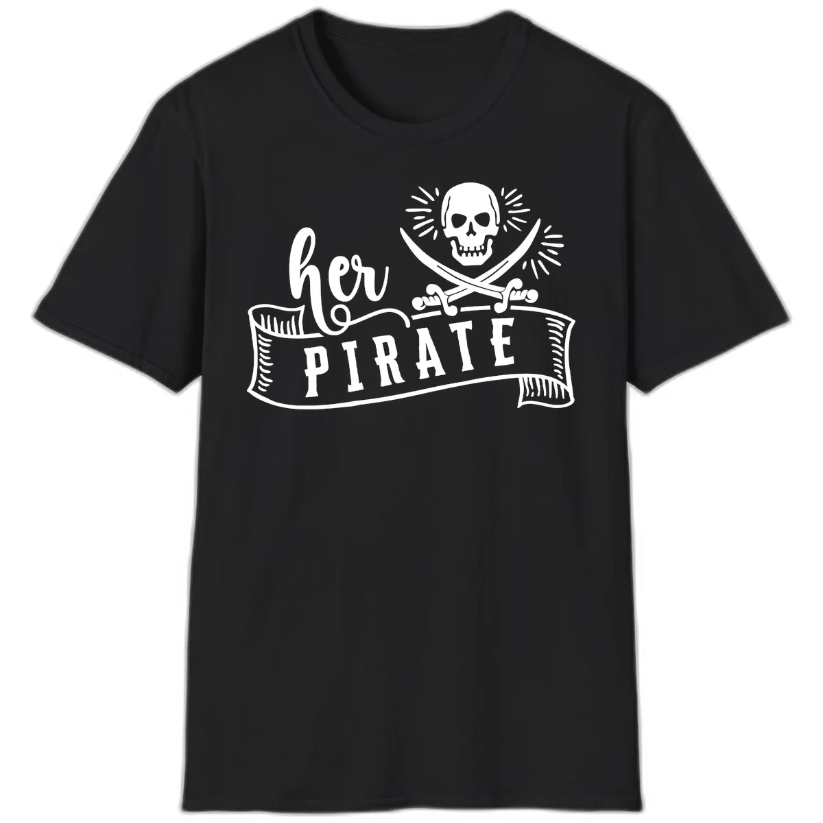 Ahoy Pirate Skull & Crossbones T-Shirt in Black