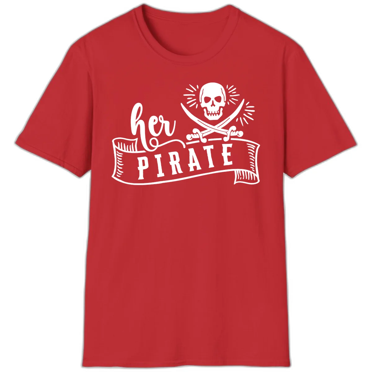 Ahoy Pirate Skull & Crossbones T-Shirt in Red
