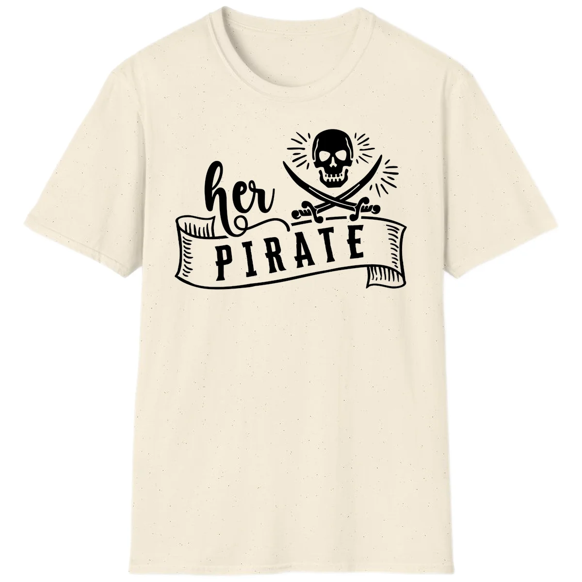 Ahoy Pirate Skull & Crossbones T-Shirt in Natural