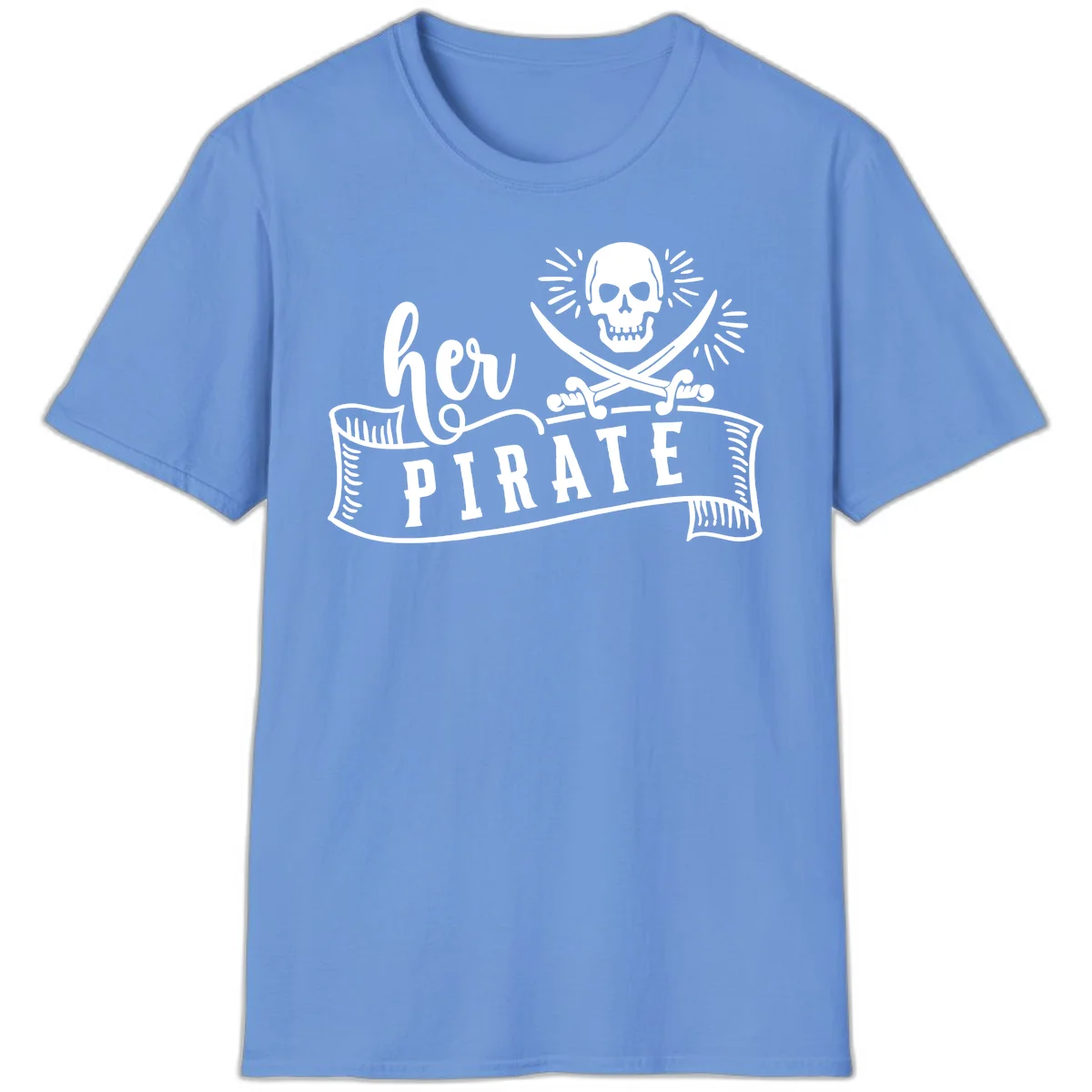 Ahoy Pirate Skull & Crossbones T-Shirt in Carolina Blue