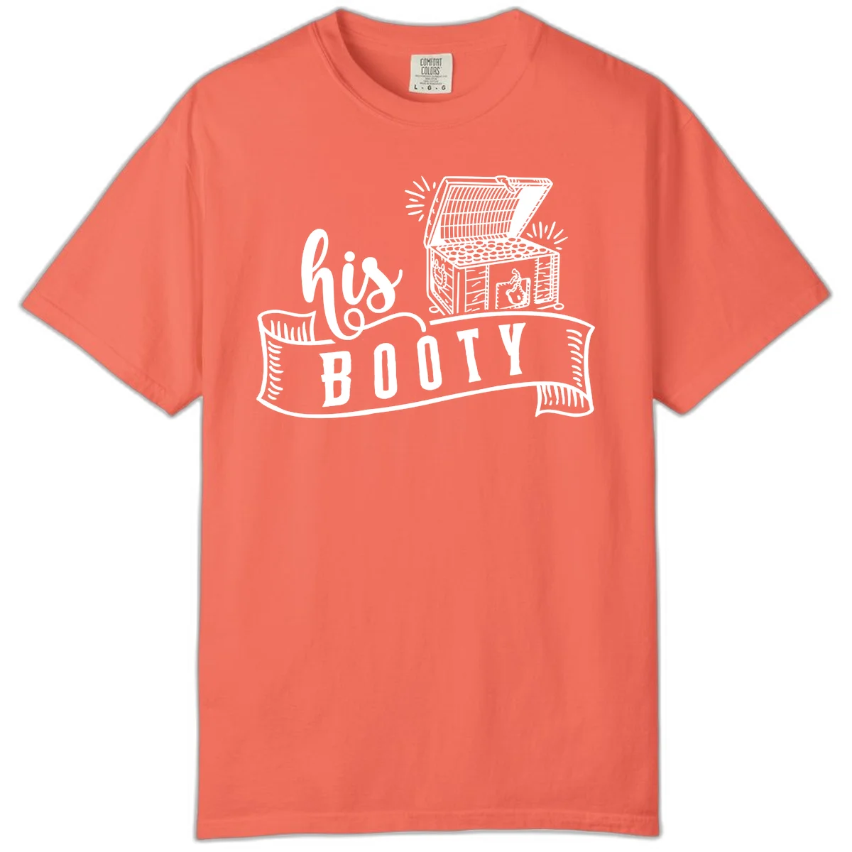 His Booty Treasure Chest Cruise Comfort Color in Bright Salmon