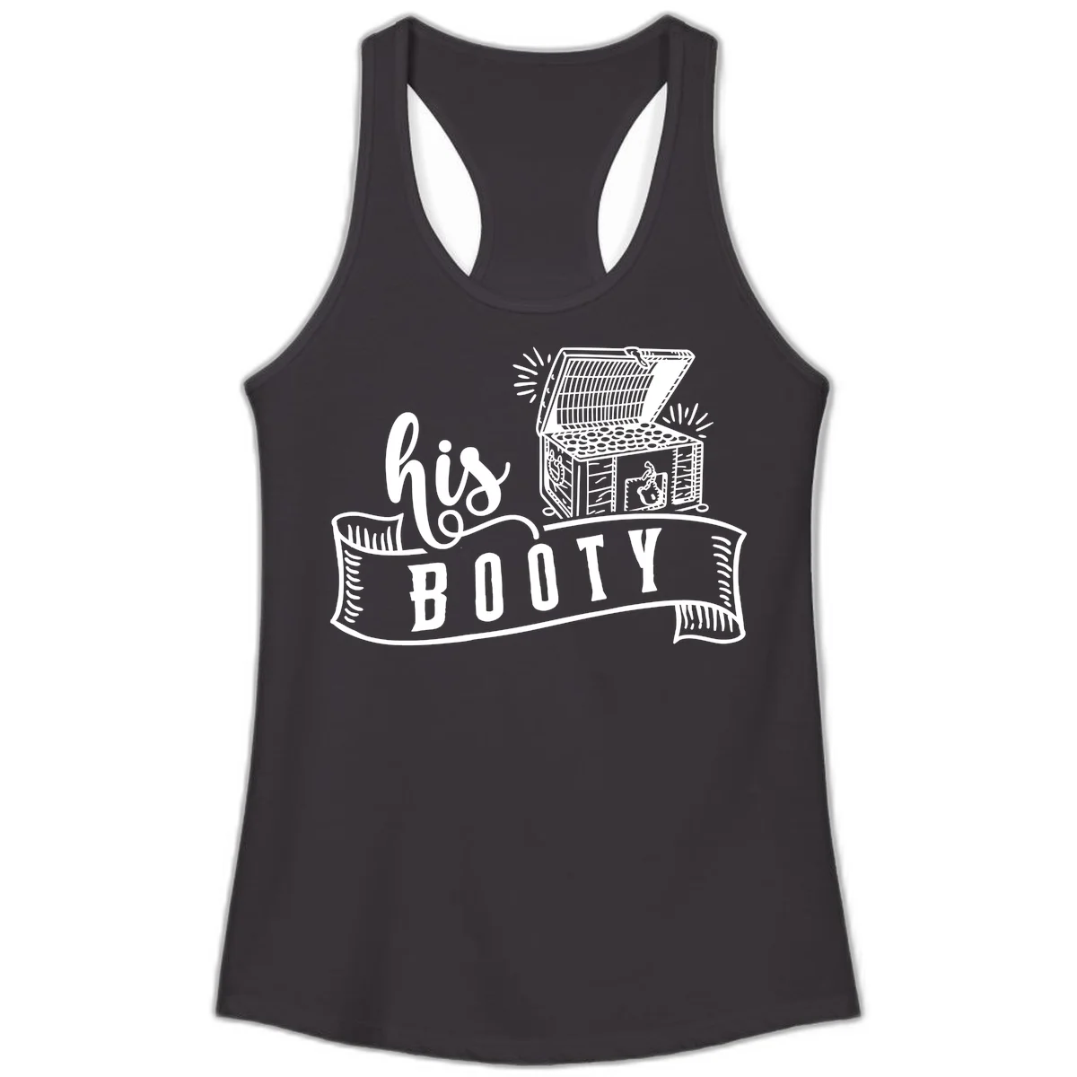 His Booty Treasure Chest Cruise Ladies Tank in Black