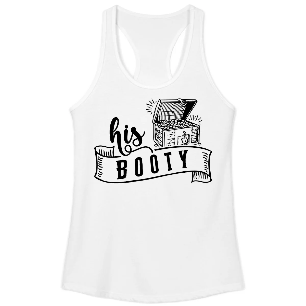 His Booty Treasure Chest Cruise Ladies Tank in White