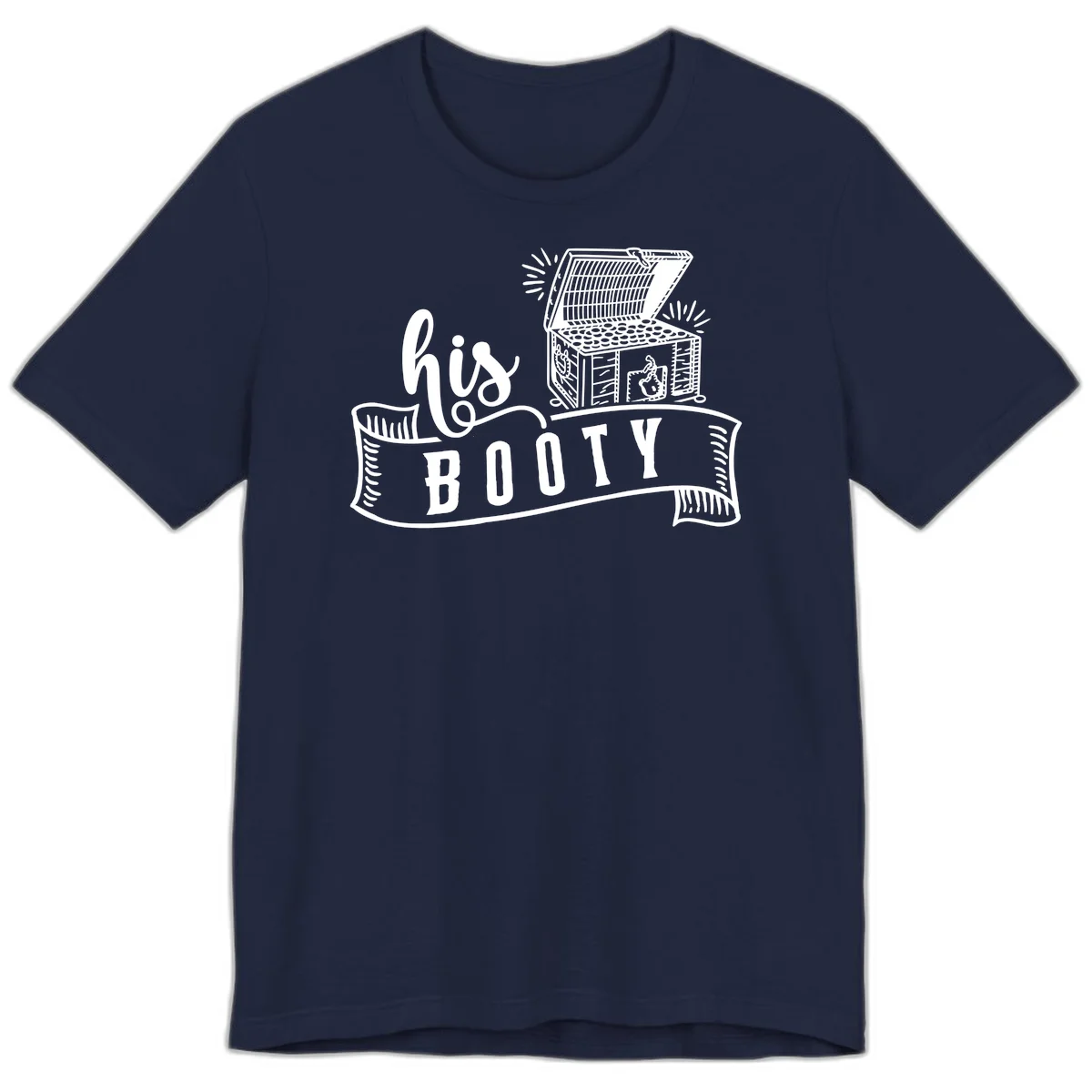 His Booty Treasure Chest Cruise Premium T-Shirt in Navy