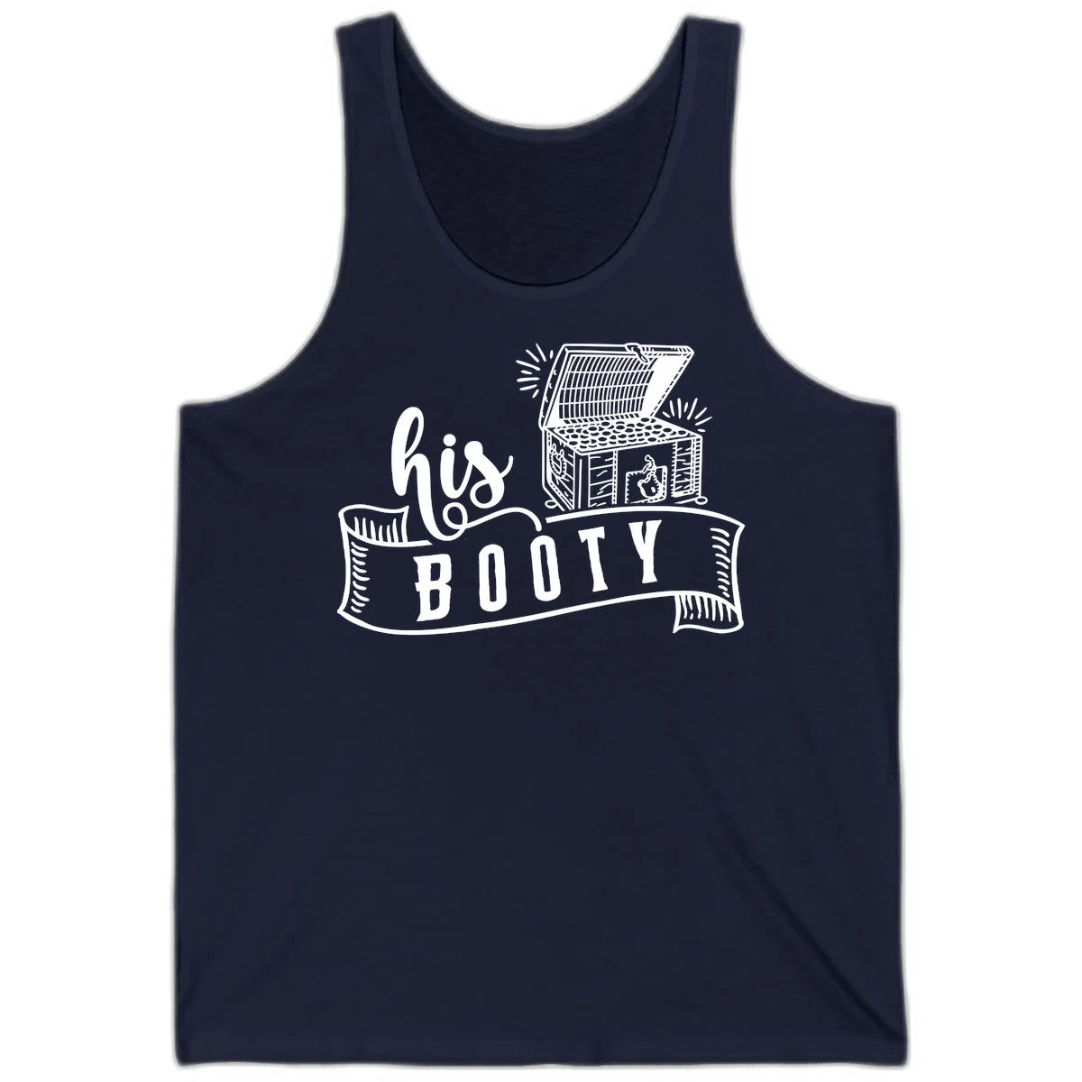 His Booty Treasure Chest Cruise Tank in Navy