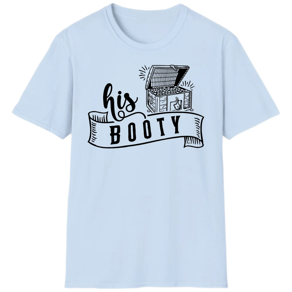 His Booty Treasure Chest Cruise T-Shirt in Light Blue