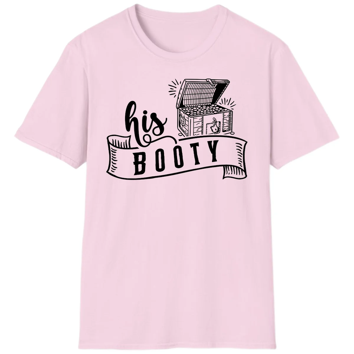 His Booty Treasure Chest Cruise T-Shirt in Light Pink