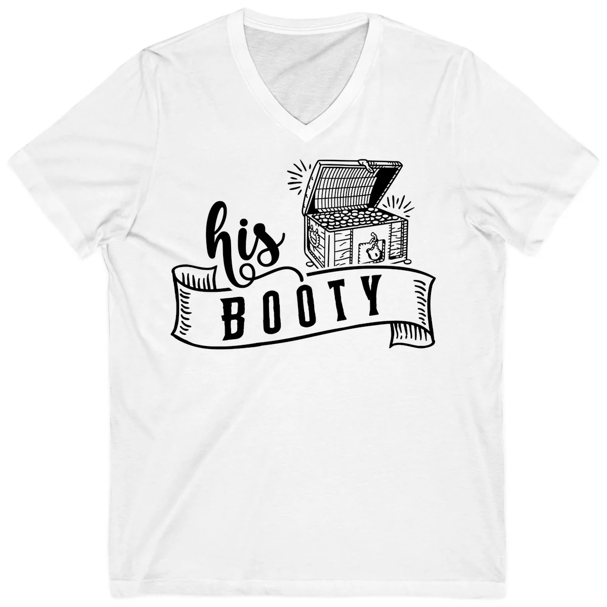His Booty Treasure Chest Cruise V-Neck in White