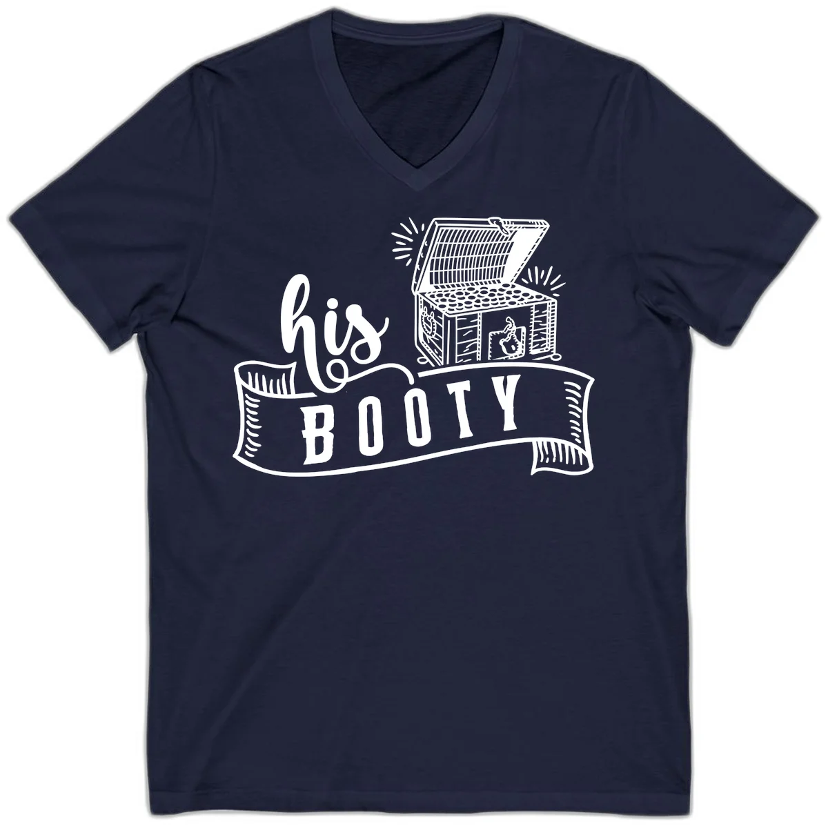 His Booty Treasure Chest Cruise V-Neck in Navy