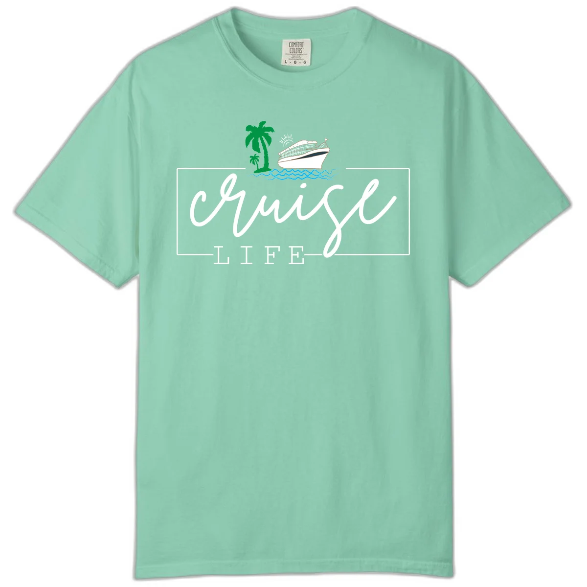 Cruising Life Tropical Getaway Comfort Color Tee in Island Reef