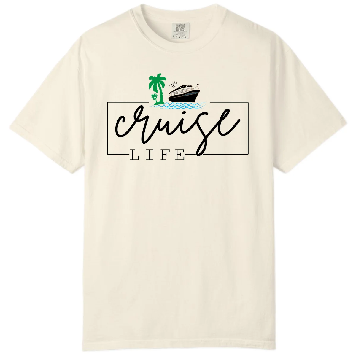 Cruising Life Tropical Getaway Comfort Color Tee in Ivory
