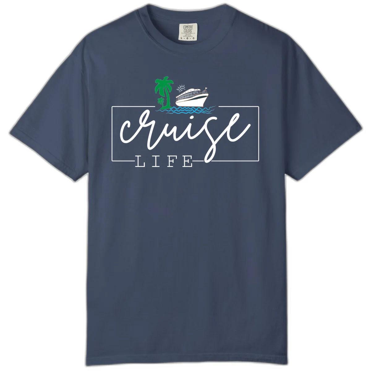 Cruising Life Tropical Getaway Comfort Color Tee in Midnight