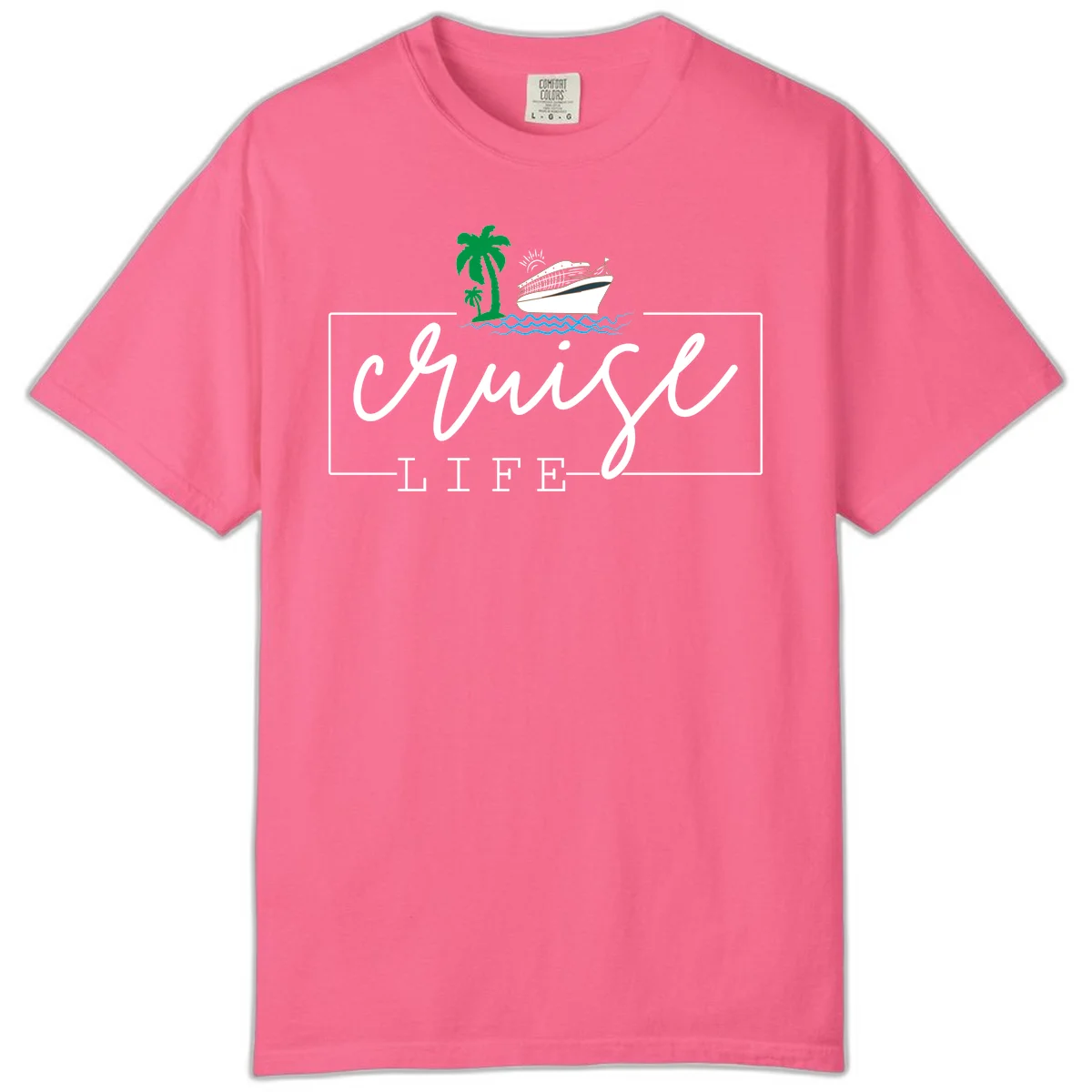 Cruising Life Tropical Getaway Comfort Color Tee in Crunchberry