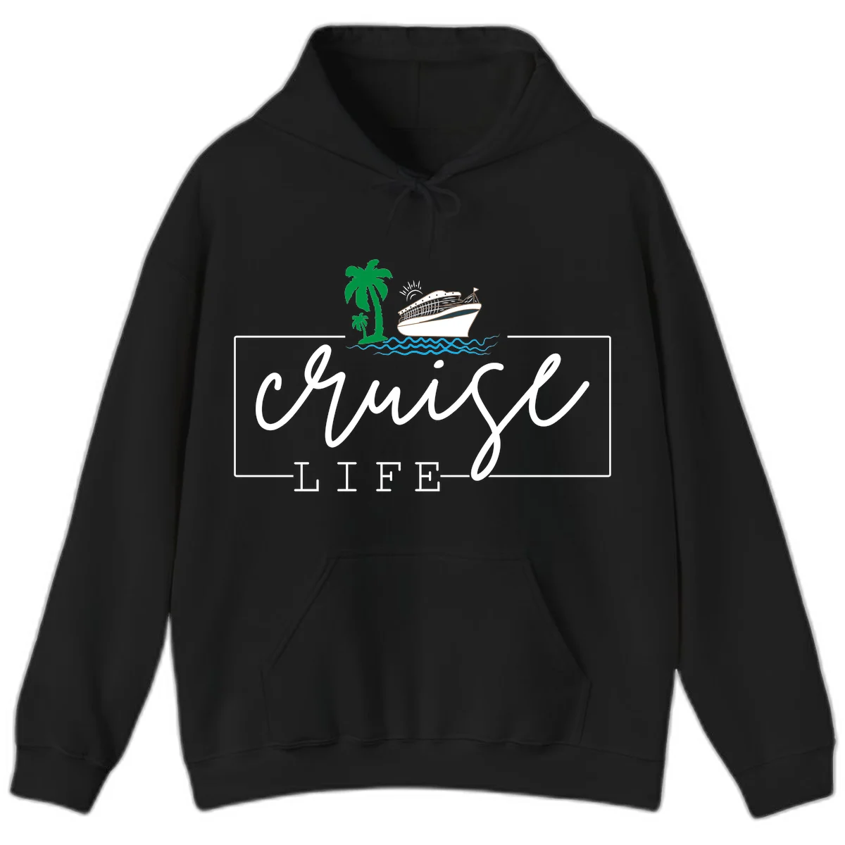 Cruising Life Tropical Getaway Hoodie in Black