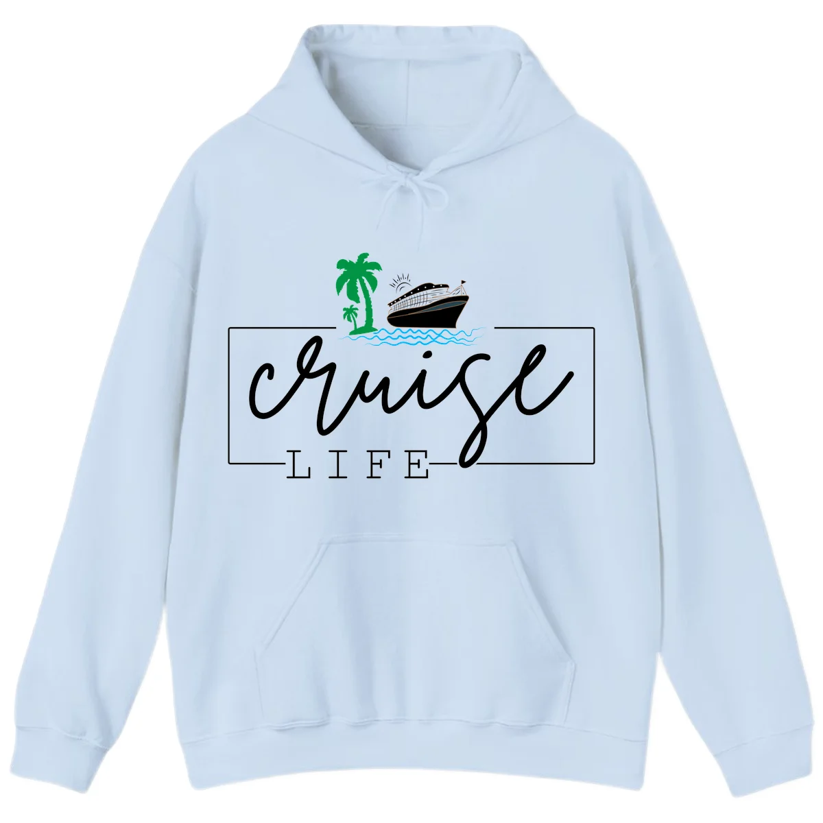 Cruising Life Tropical Getaway Hoodie in Light Blue