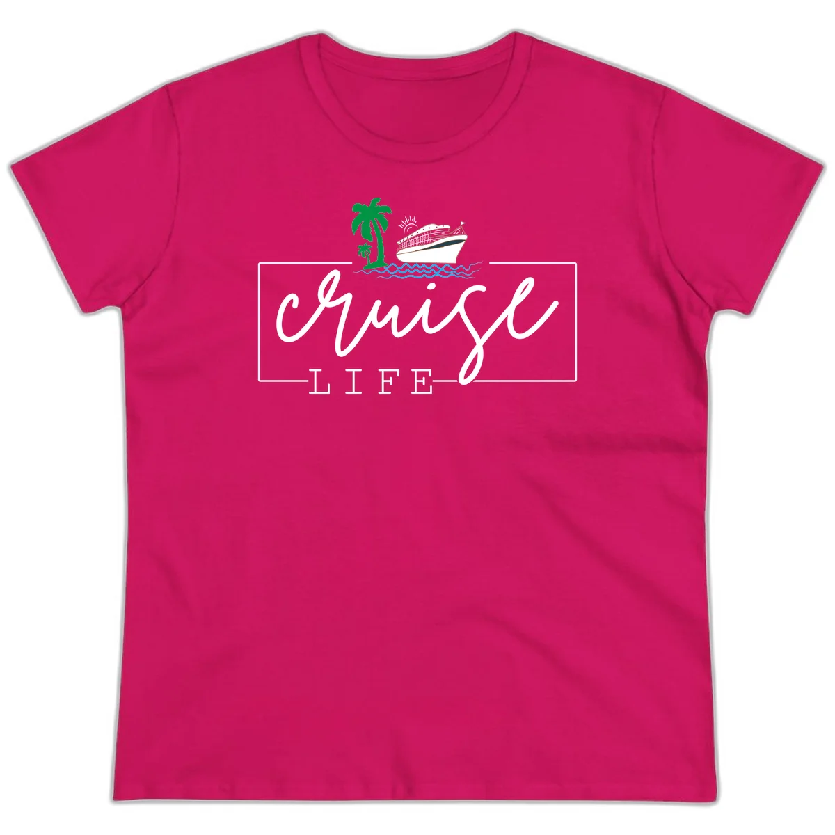 Cruising Life Tropical Getaway Ladies Tee in Heliconia