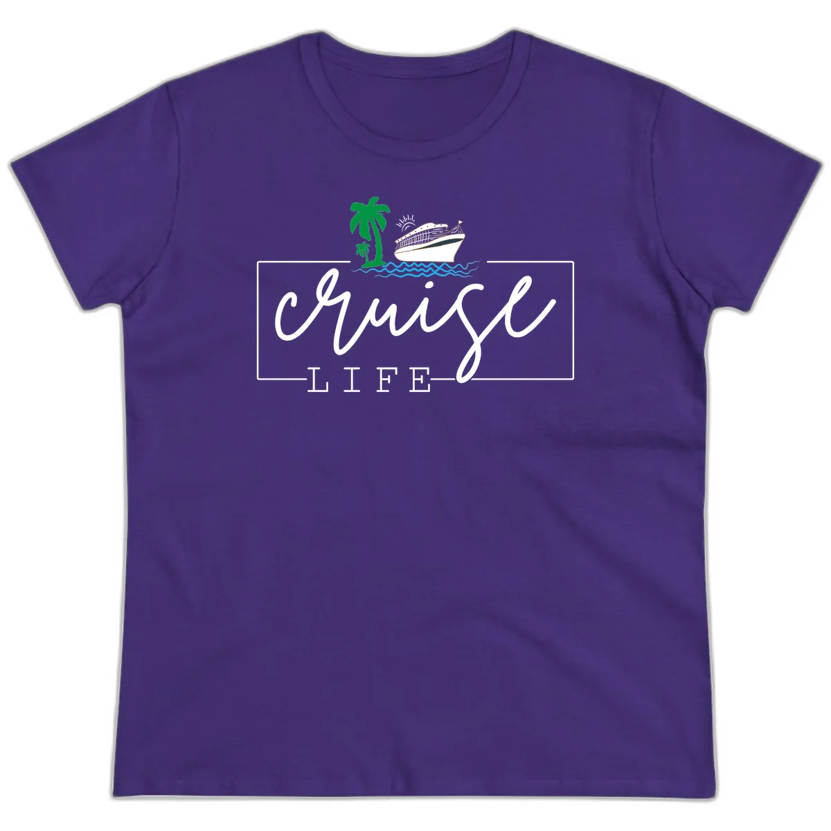 Cruising Life Tropical Getaway Ladies Tee in Purple