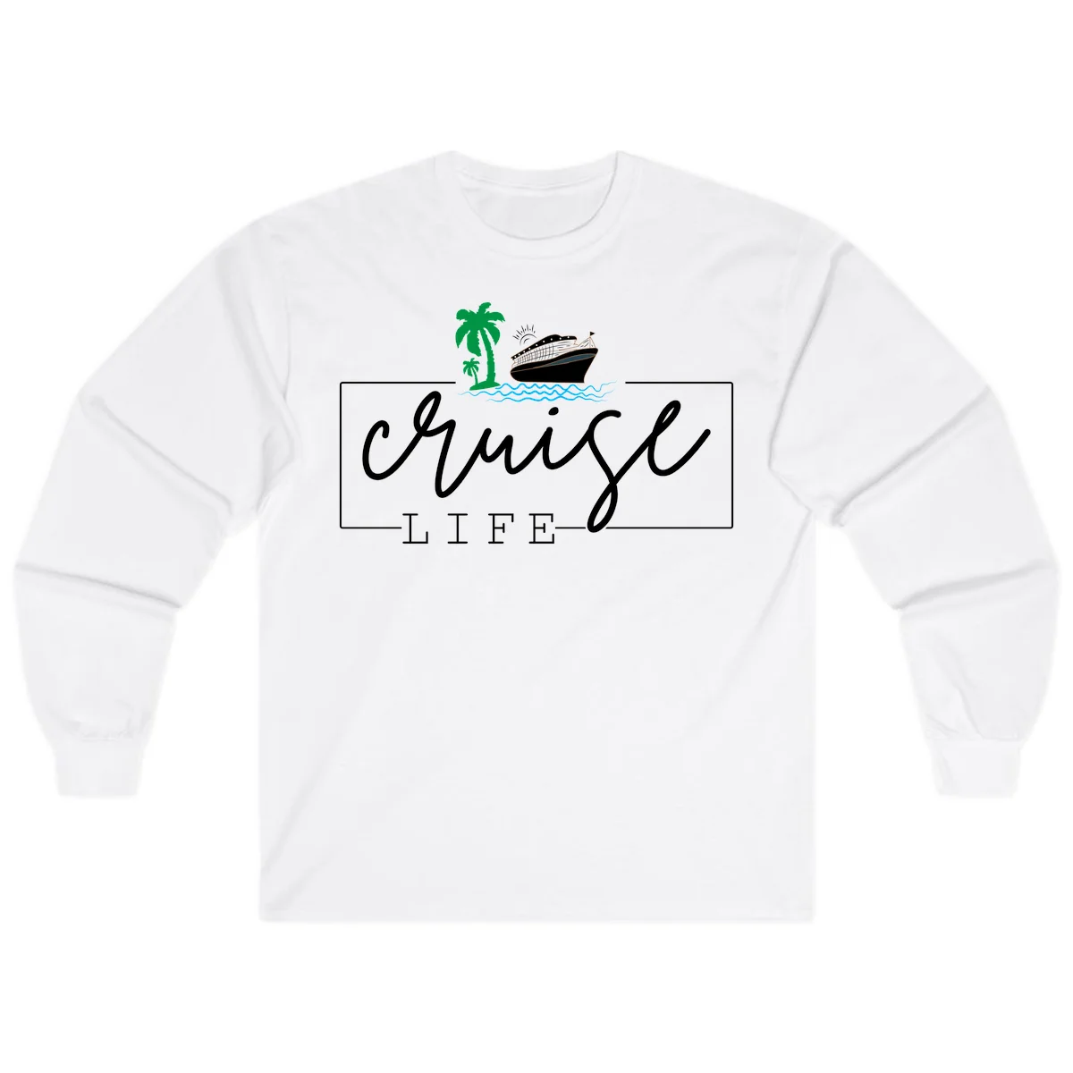 Cruising Life Tropical Getaway Long Sleeve Tee in White