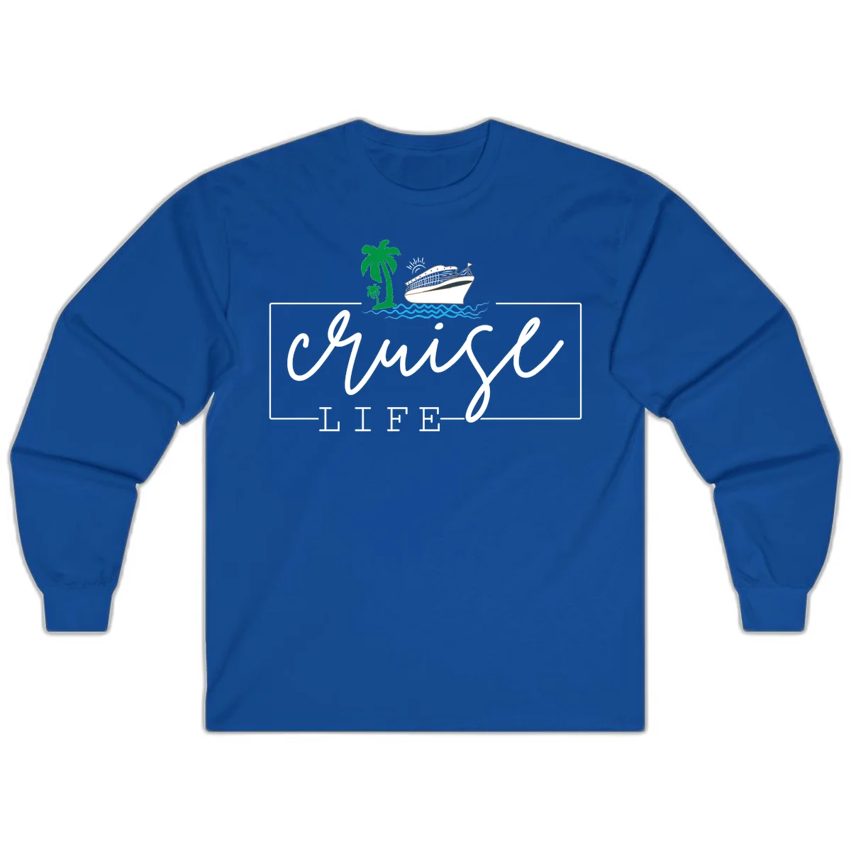 Cruising Life Tropical Getaway Long Sleeve Tee in Royal