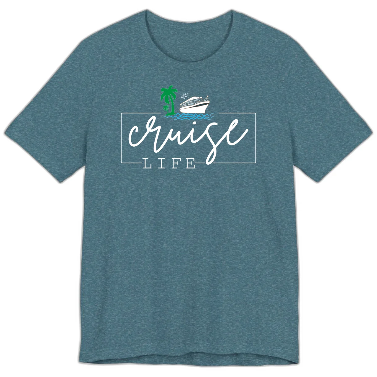 Cruising Life Tropical Getaway Premium T-Shirt in Heather Deep Teal