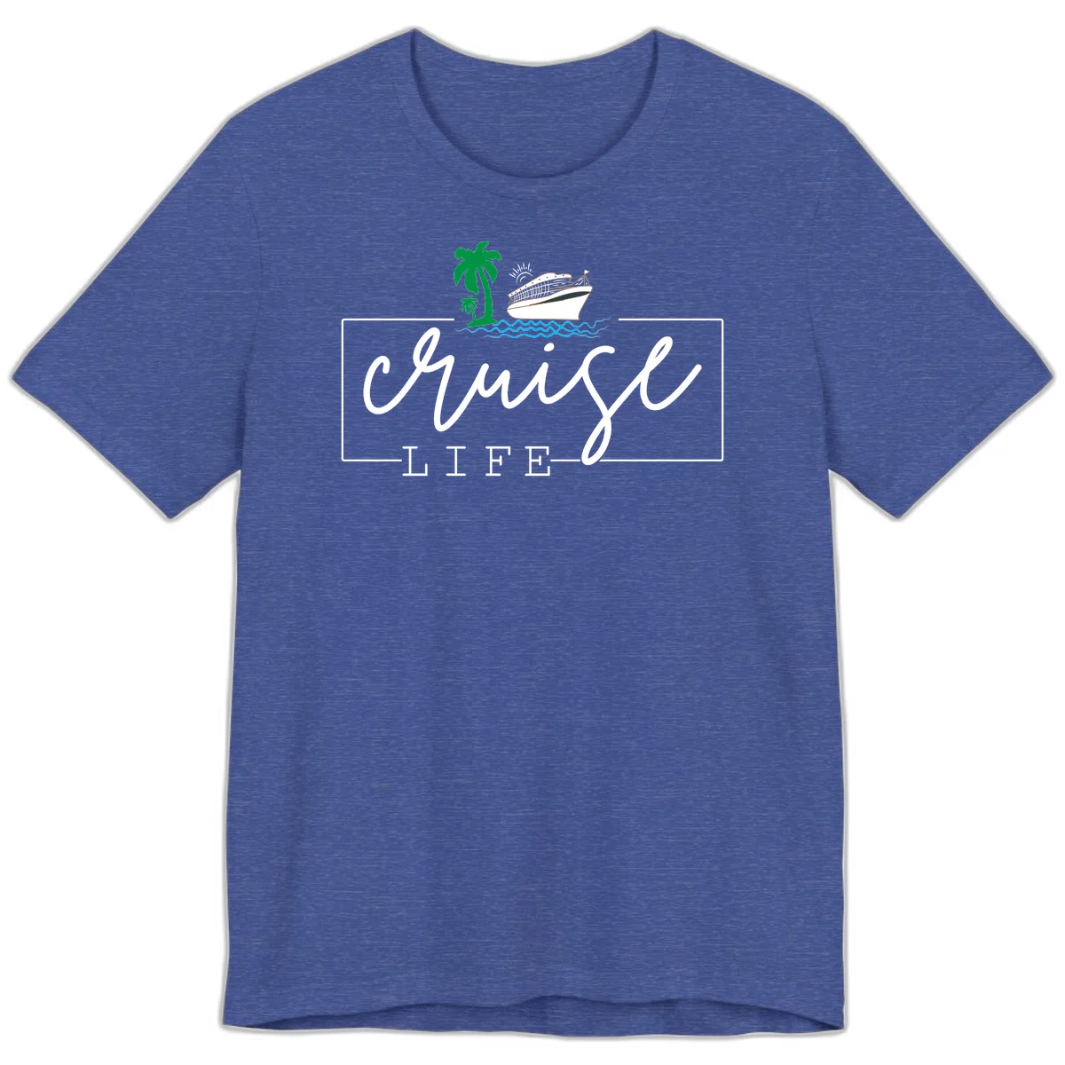 Cruising Life Tropical Getaway Premium T-Shirt in Heather True Royal