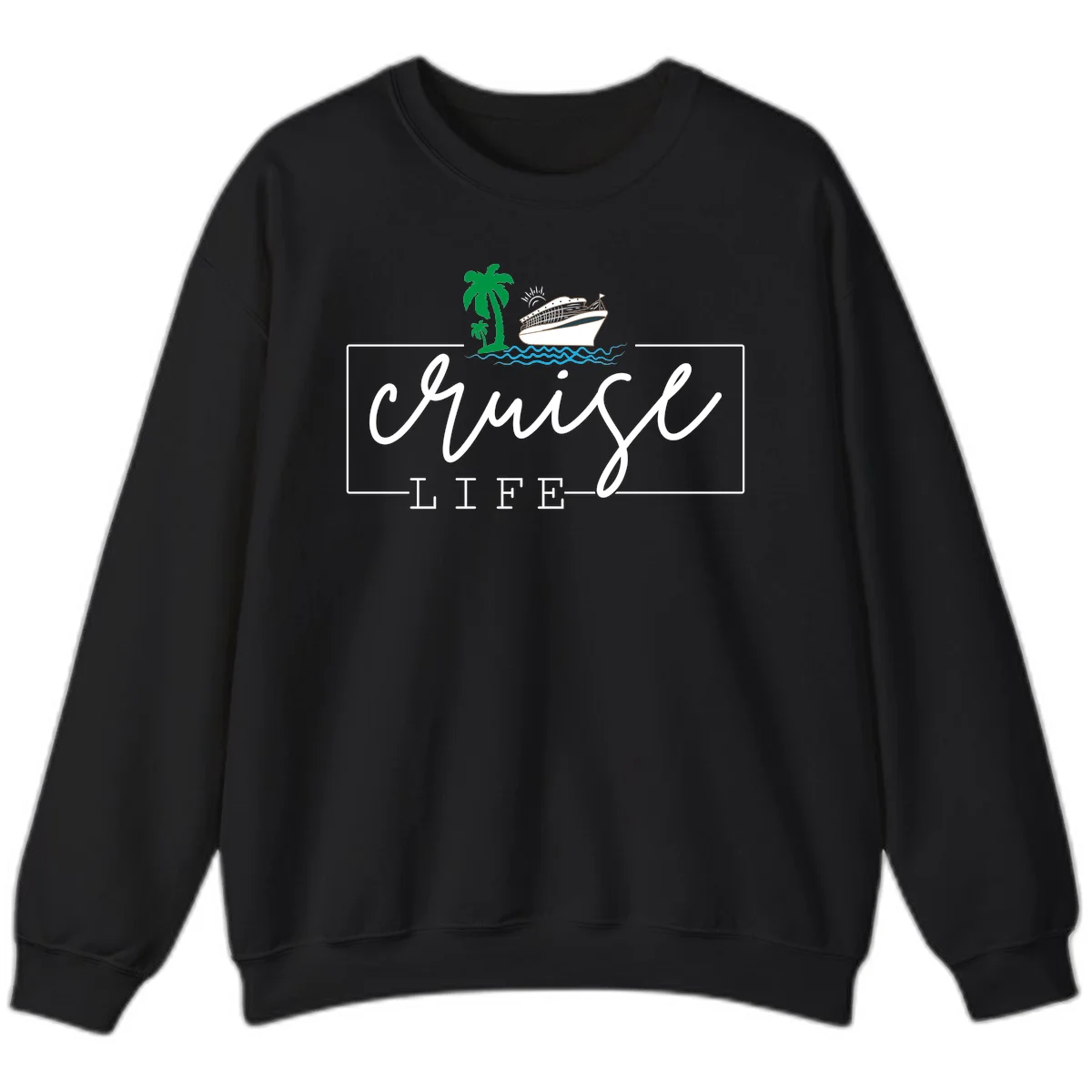Cruising Life Tropical Getaway Sweatshirt in Black
