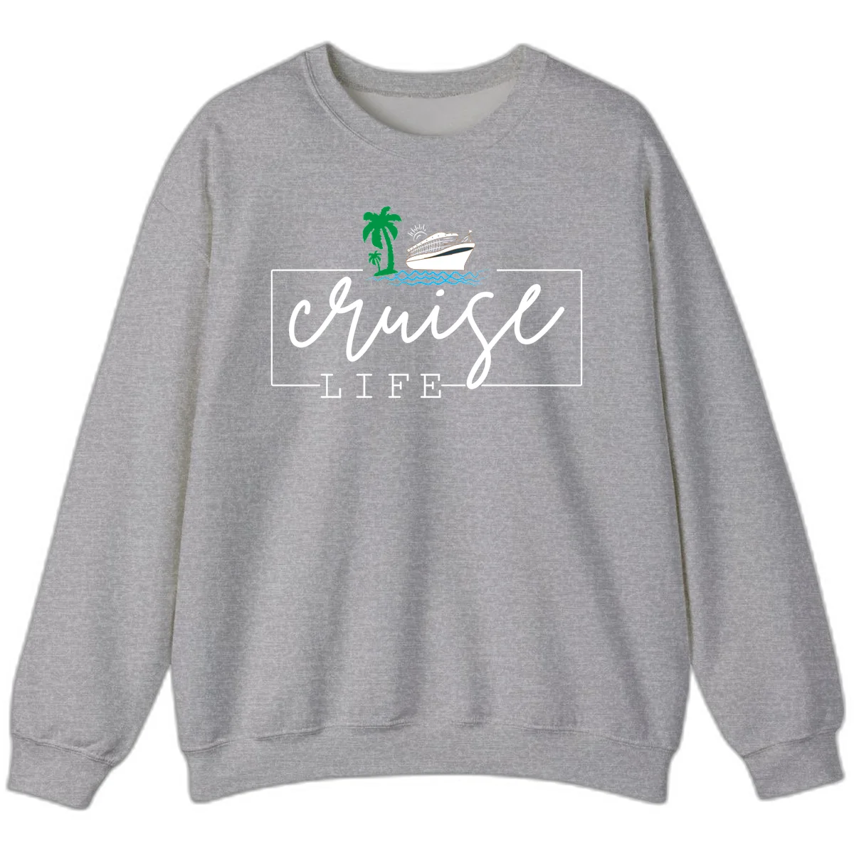 Cruising Life Tropical Getaway Sweatshirt in Sport Grey