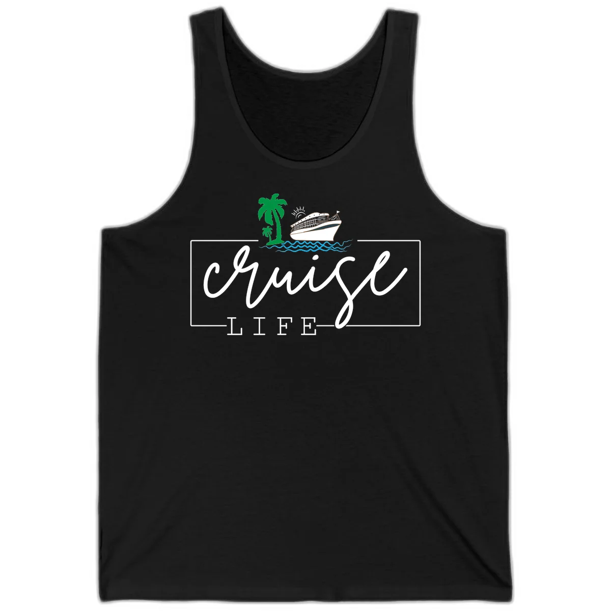 Cruising Life Tropical Getaway Tank Top in Black