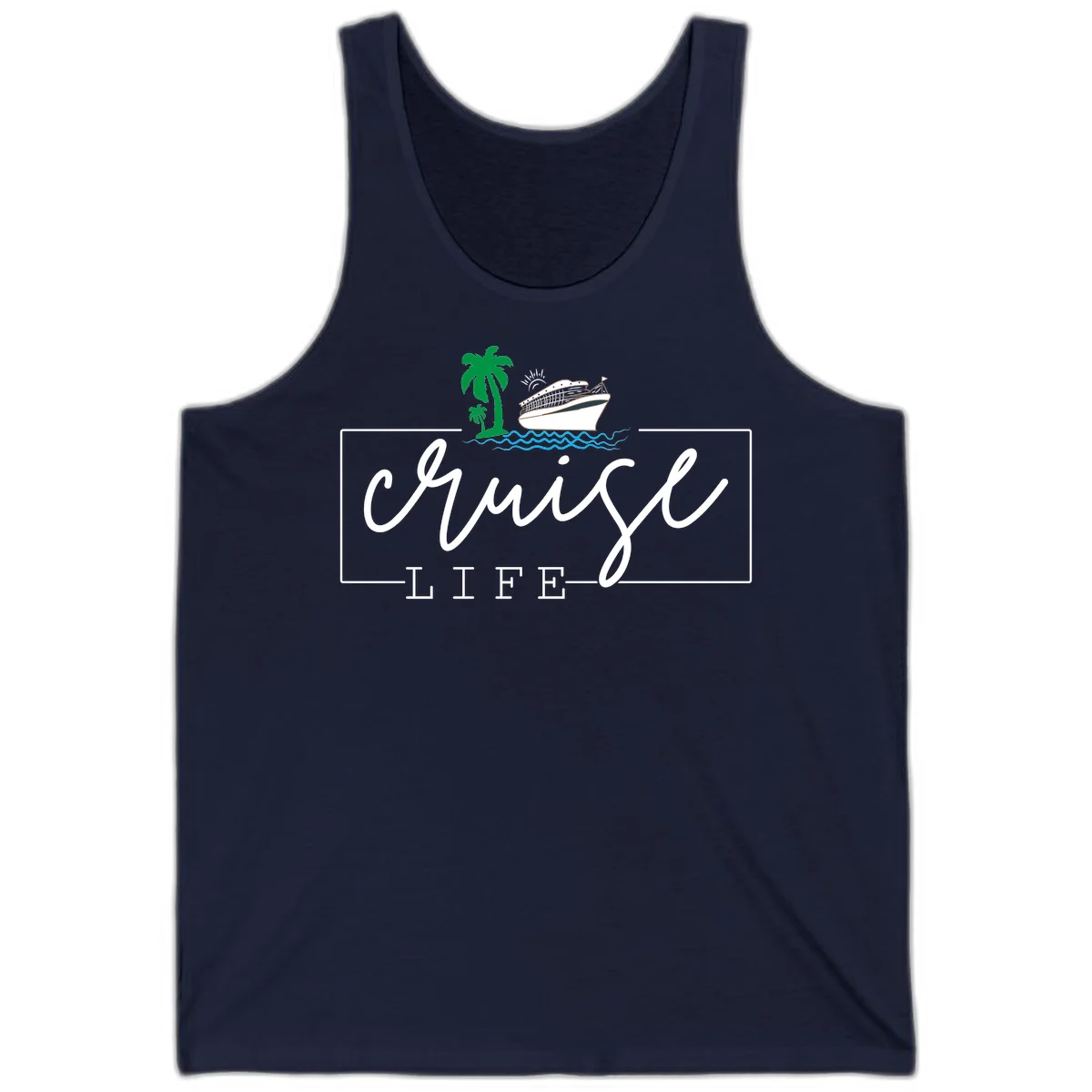 Cruising Life Tropical Getaway Tank Top in Navy