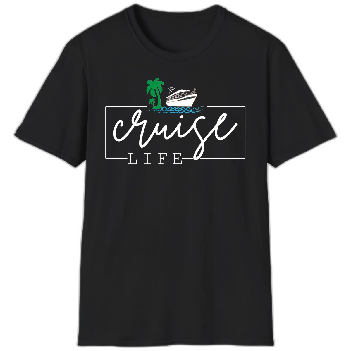 Cruising Life Tropical Getaway T-Shirt in Black