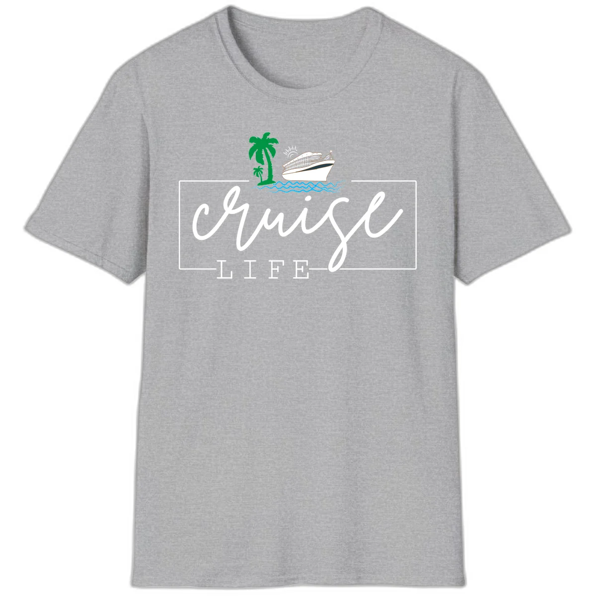 Cruising Life Tropical Getaway T-Shirt in Sport Grey
