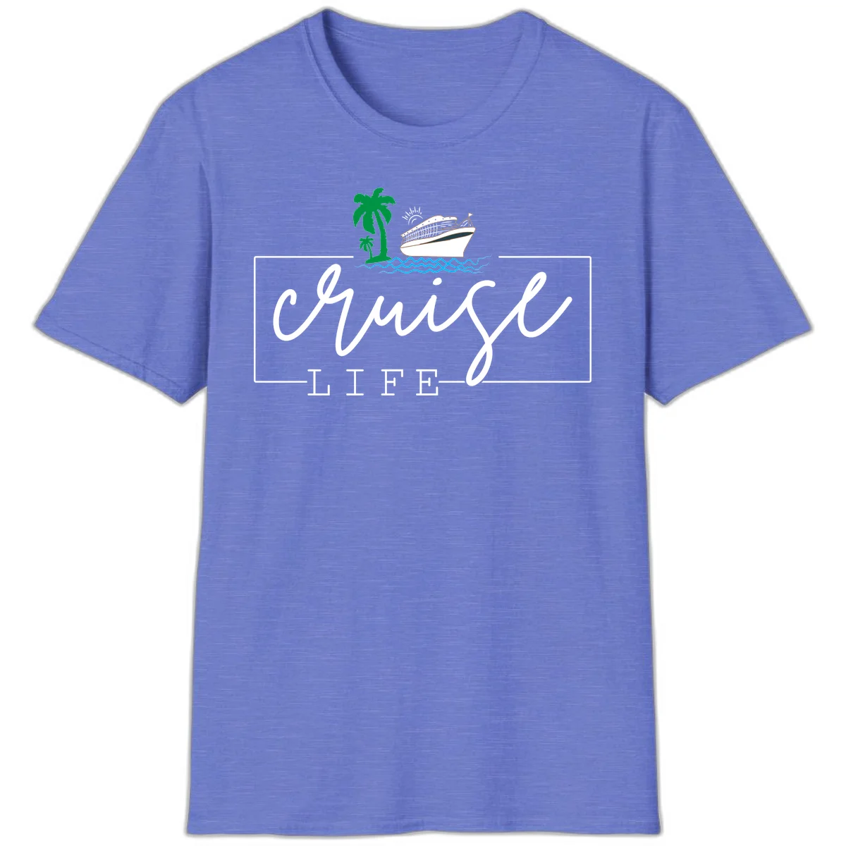 Cruising Life Tropical Getaway T-Shirt in Heather Royal