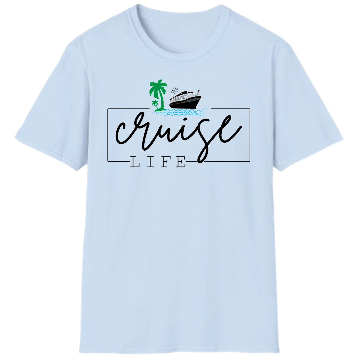 Cruising Life Tropical Getaway T-Shirt in Light Blue