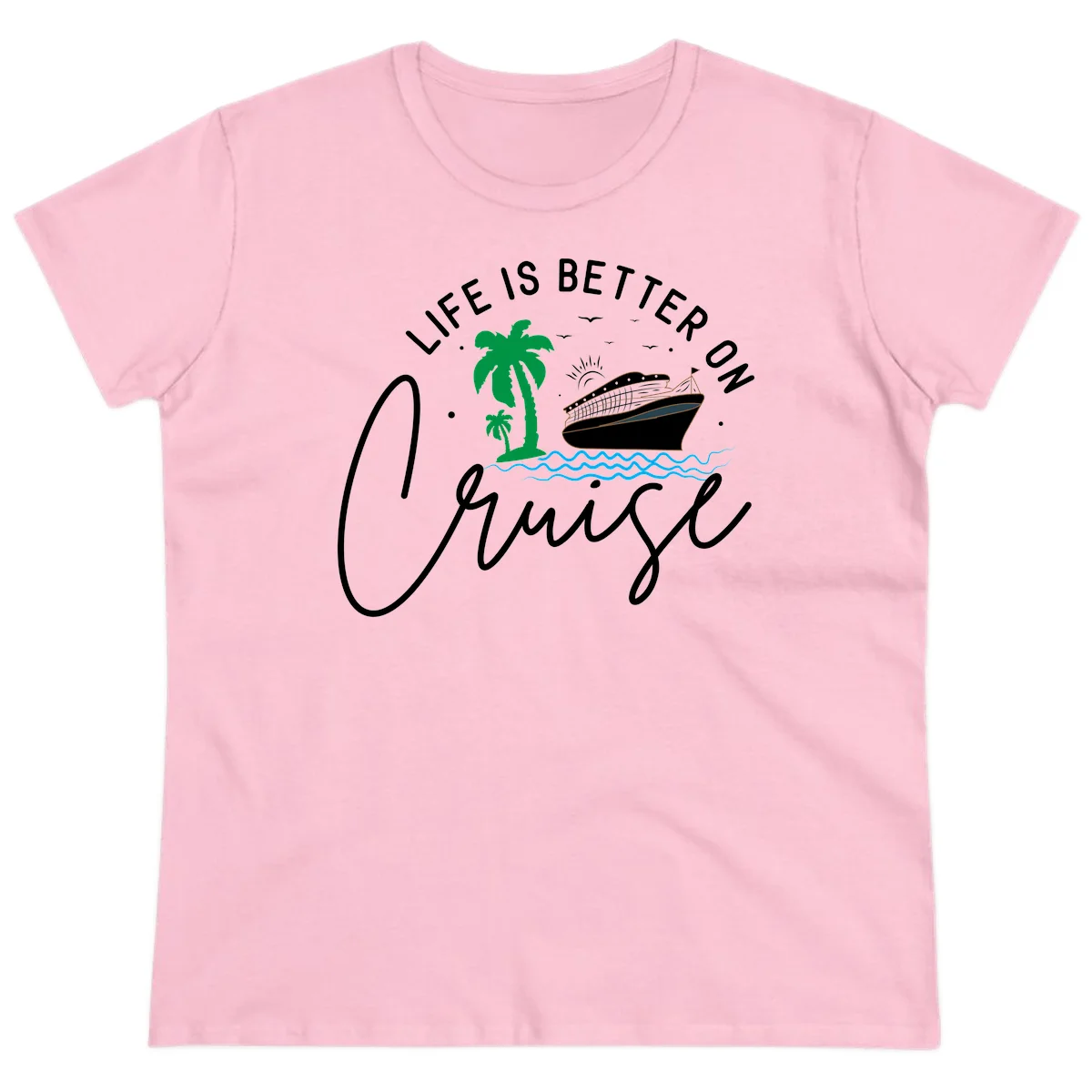 Life Is Better On Chill Ladies Tee in Light Pink
